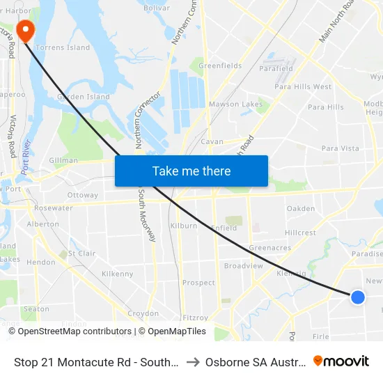 Stop 21 Montacute Rd - South side to Osborne SA Australia map