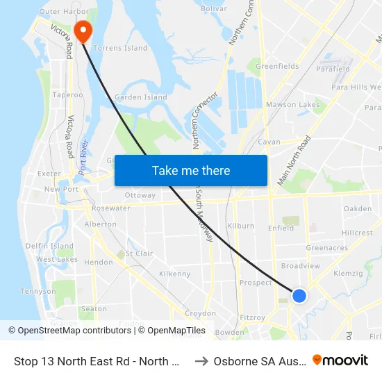 Stop 13 North East Rd - North West side to Osborne SA Australia map