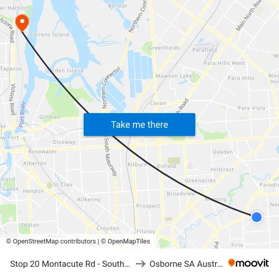Stop 20 Montacute Rd - South side to Osborne SA Australia map