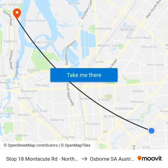 Stop 18 Montacute Rd - North side to Osborne SA Australia map