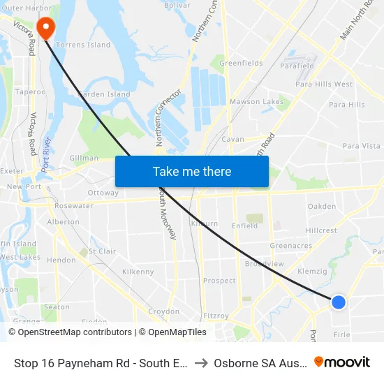 Stop 16 Payneham Rd - South East side to Osborne SA Australia map