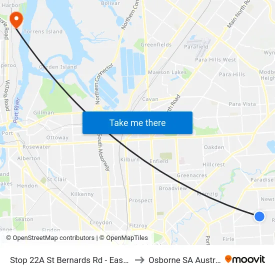Stop 22A St Bernards Rd - East side to Osborne SA Australia map