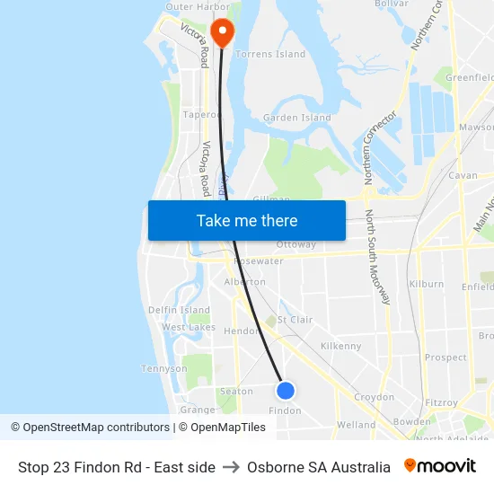 Stop 23 Findon Rd - East side to Osborne SA Australia map