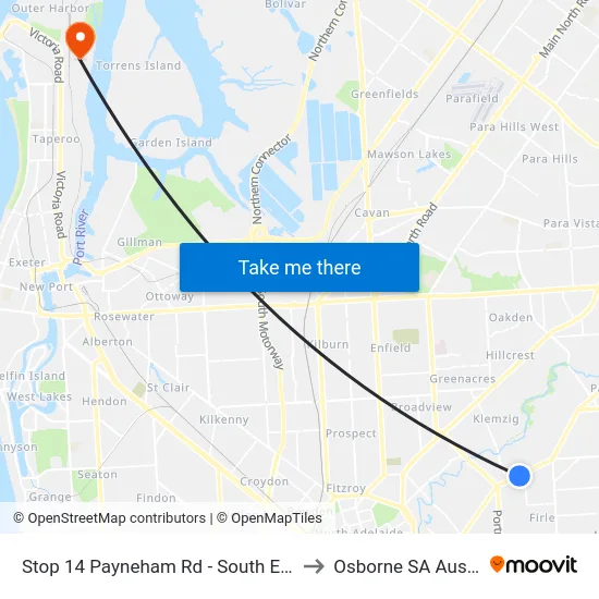 Stop 14 Payneham Rd - South East side to Osborne SA Australia map