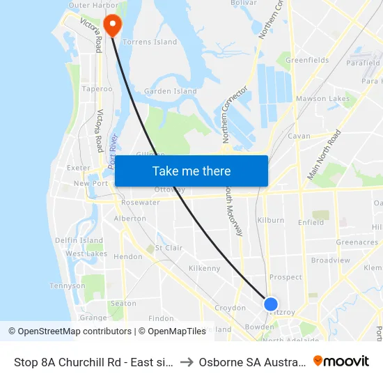 Stop 8A Churchill Rd - East side to Osborne SA Australia map