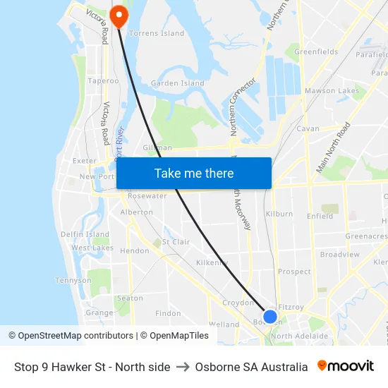 Stop 9 Hawker St - North side to Osborne SA Australia map