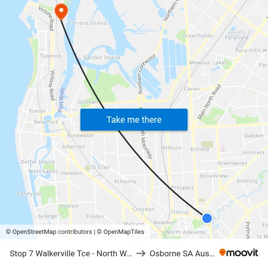 Stop 7 Walkerville Tce - North West side to Osborne SA Australia map
