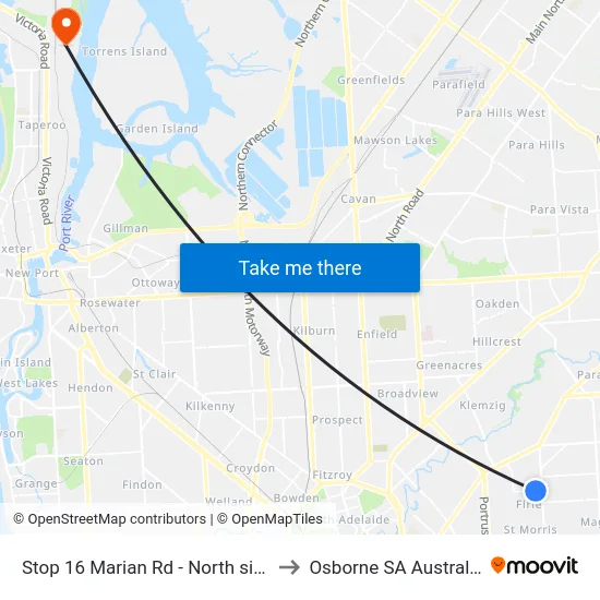 Stop 16 Marian Rd - North side to Osborne SA Australia map