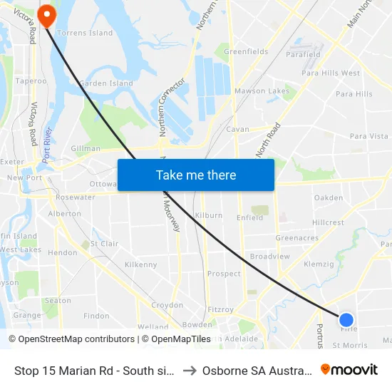 Stop 15 Marian Rd - South side to Osborne SA Australia map