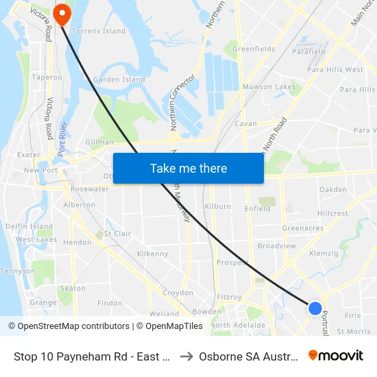 Stop 10 Payneham Rd - East side to Osborne SA Australia map