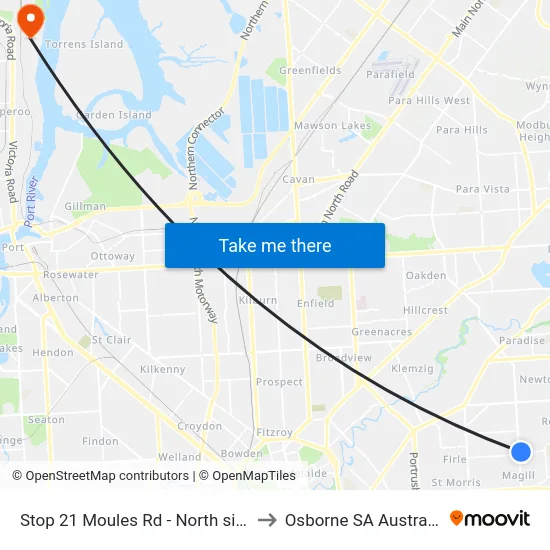 Stop 21 Moules Rd - North side to Osborne SA Australia map