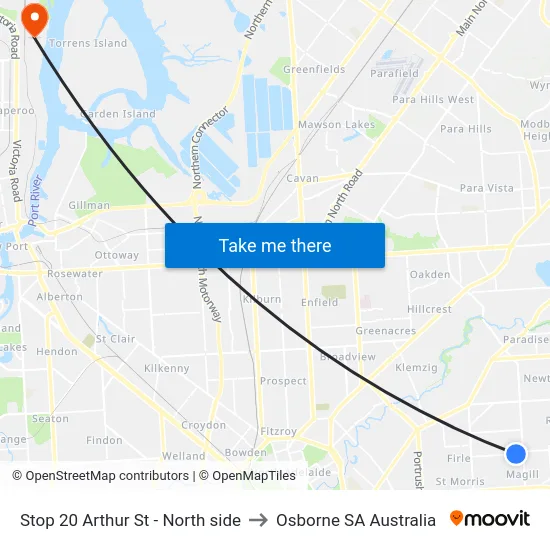 Stop 20 Arthur St - North side to Osborne SA Australia map