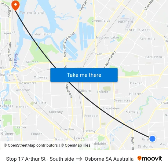 Stop 17 Arthur St - South side to Osborne SA Australia map