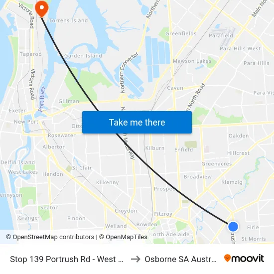 Stop 139 Portrush Rd - West side to Osborne SA Australia map