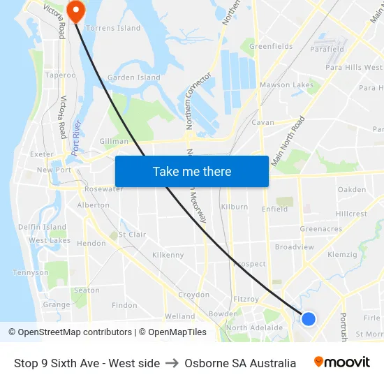 Stop 9 Sixth Ave - West side to Osborne SA Australia map