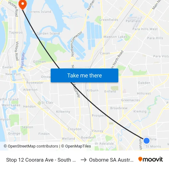 Stop 12 Coorara Ave - South side to Osborne SA Australia map