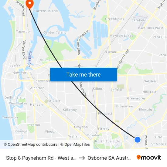 Stop 8 Payneham Rd - West side to Osborne SA Australia map