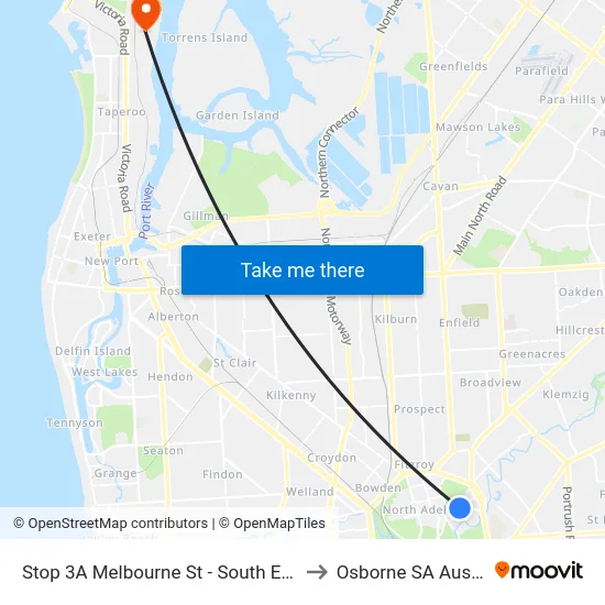 Stop 3A Melbourne St - South East side to Osborne SA Australia map