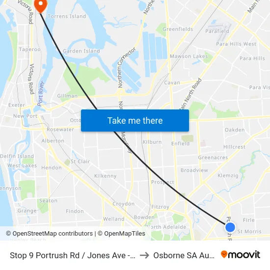 Stop 9 Portrush Rd / Jones Ave - East side to Osborne SA Australia map