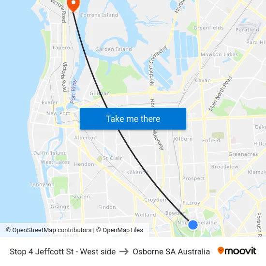 Stop 4 Jeffcott St - West side to Osborne SA Australia map