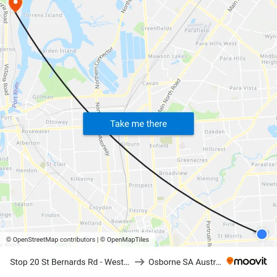 Stop 20 St Bernards Rd - West side to Osborne SA Australia map
