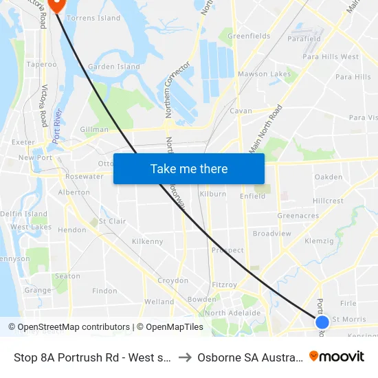 Stop 8A Portrush Rd - West side to Osborne SA Australia map