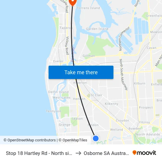 Stop 18 Hartley Rd - North side to Osborne SA Australia map