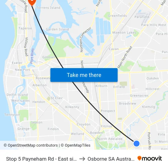 Stop 5 Payneham Rd - East side to Osborne SA Australia map