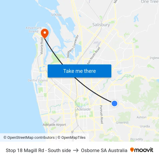 Stop 18 Magill Rd - South side to Osborne SA Australia map