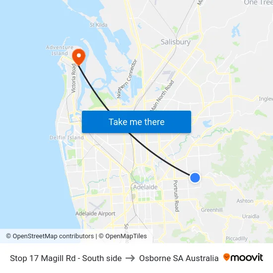 Stop 17 Magill Rd - South side to Osborne SA Australia map