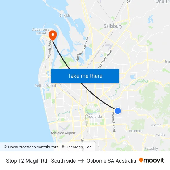 Stop 12 Magill Rd - South side to Osborne SA Australia map