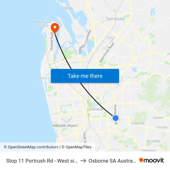 Stop 11 Portrush Rd - West side to Osborne SA Australia map