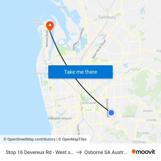 Stop 16 Devereux Rd - West side to Osborne SA Australia map