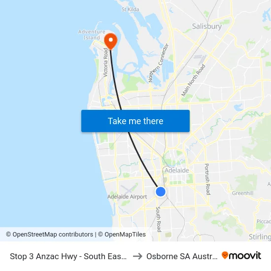 Stop 3 Anzac Hwy - South East side to Osborne SA Australia map
