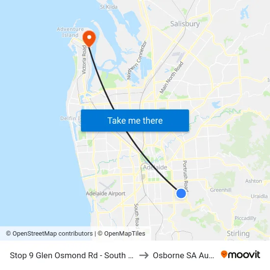 Stop 9 Glen Osmond Rd - South West side to Osborne SA Australia map