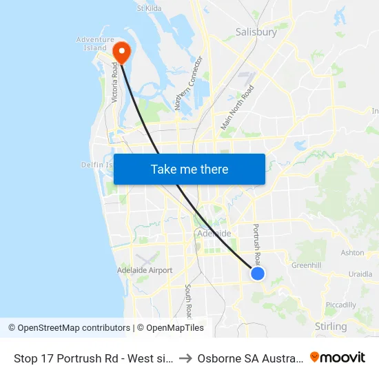 Stop 17 Portrush Rd - West side to Osborne SA Australia map