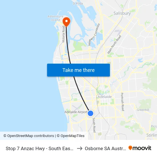 Stop 7 Anzac Hwy - South East side to Osborne SA Australia map