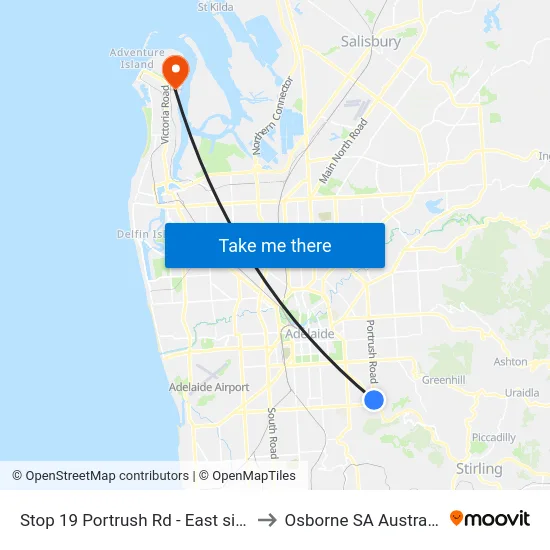 Stop 19 Portrush Rd - East side to Osborne SA Australia map
