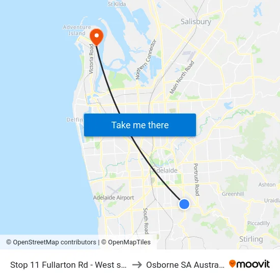 Stop 11 Fullarton Rd - West side to Osborne SA Australia map