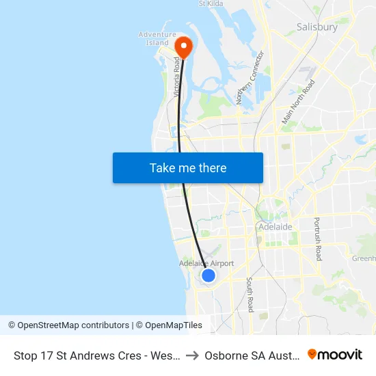 Stop 17 St Andrews Cres - West side to Osborne SA Australia map