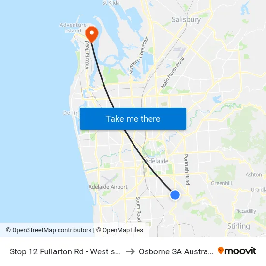 Stop 12 Fullarton Rd - West side to Osborne SA Australia map