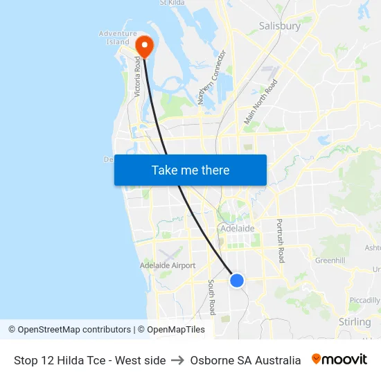 Stop 12 Hilda Tce - West side to Osborne SA Australia map