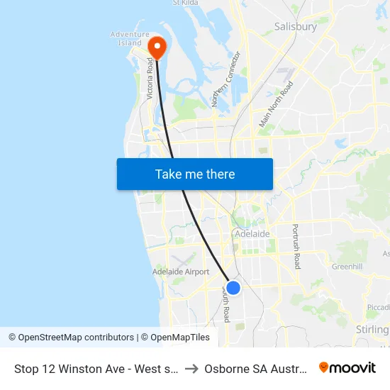 Stop 12 Winston Ave - West side to Osborne SA Australia map