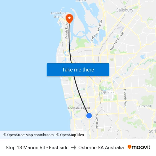 Stop 13 Marion Rd - East side to Osborne SA Australia map