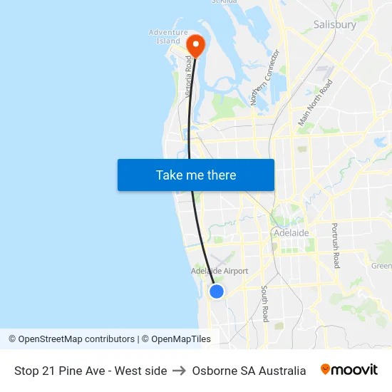 Stop 21 Pine Ave - West side to Osborne SA Australia map