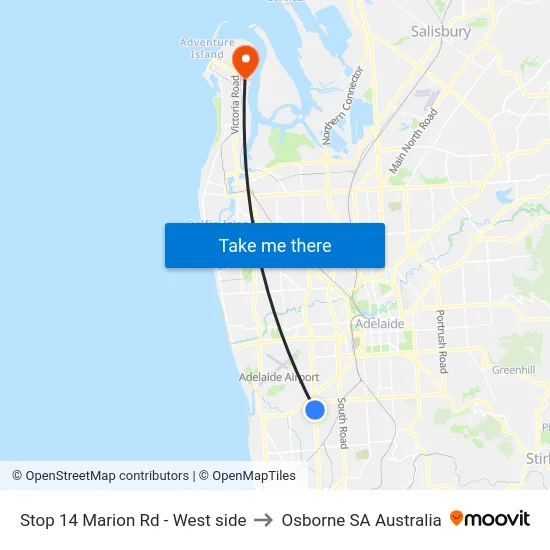 Stop 14 Marion Rd - West side to Osborne SA Australia map