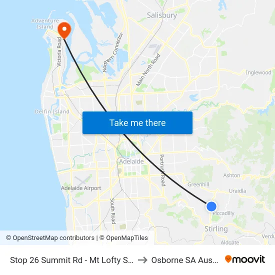 Stop 26 Summit Rd - Mt Lofty Summit to Osborne SA Australia map