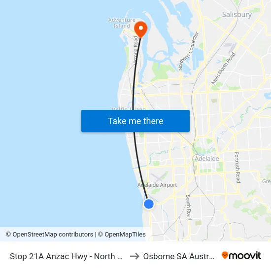 Stop 21A Anzac Hwy - North side to Osborne SA Australia map