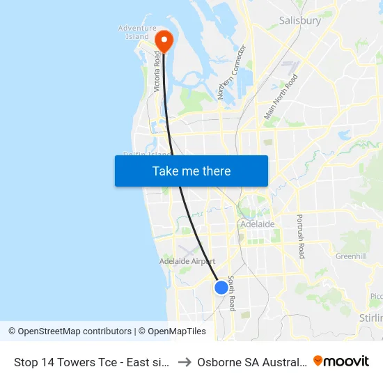 Stop 14 Towers Tce - East side to Osborne SA Australia map