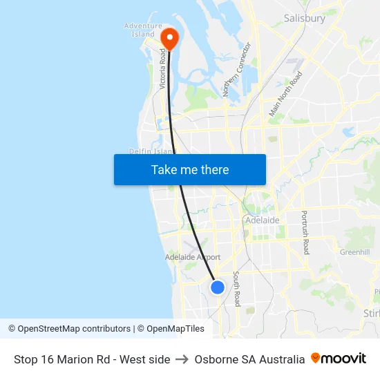 Stop 16 Marion Rd - West side to Osborne SA Australia map